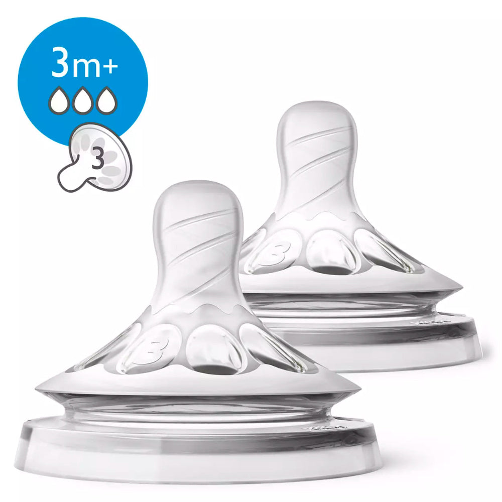 Avent 2 Natural Teats Medium Flow 3 Holes - 3M+ - 0