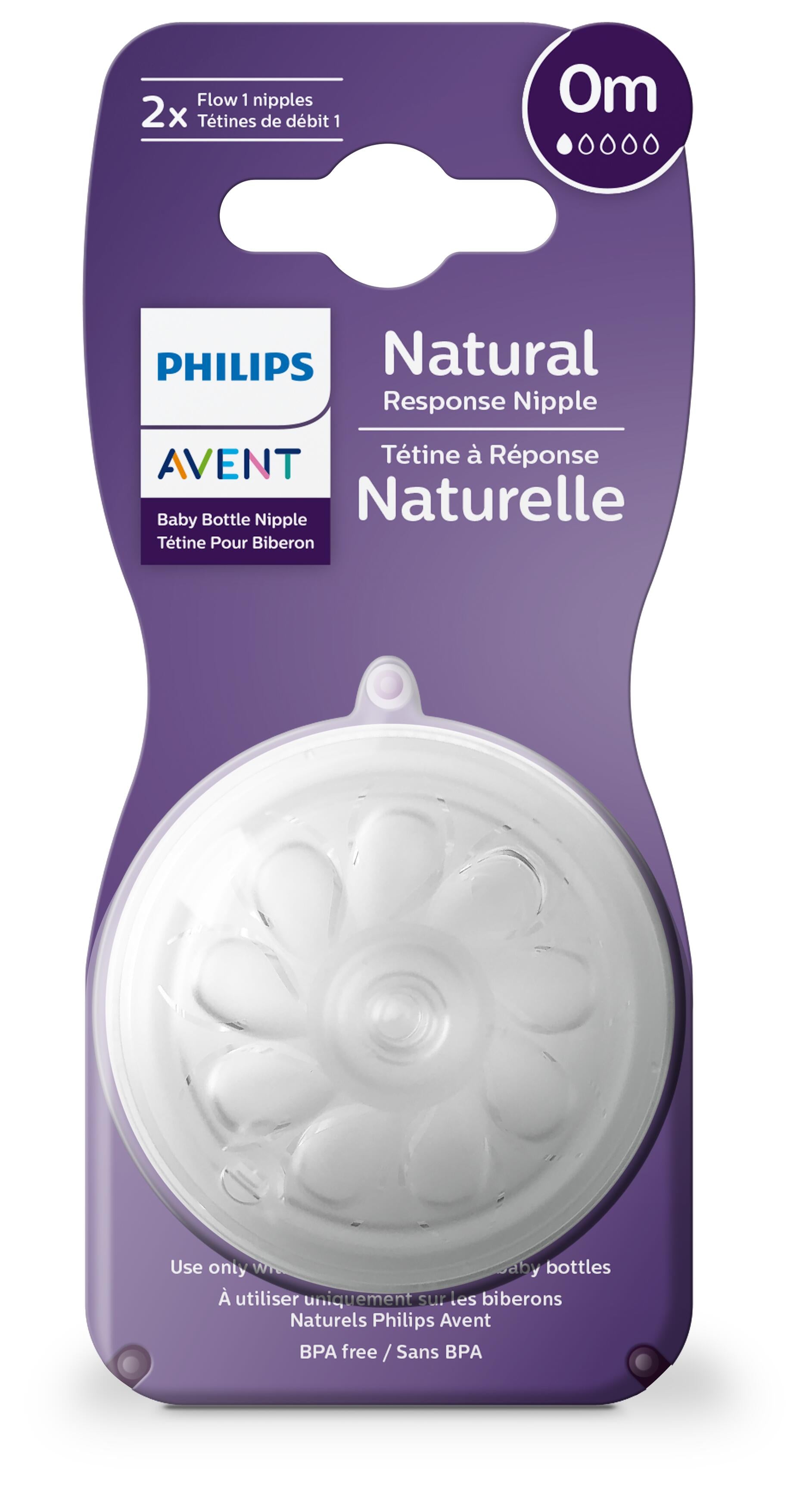 Avent 2 Natural Response First Flow Teats 1 Hole - 0M+