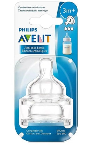 Avent  2 Classic+ Teats Medium Flow 3 Holes - 3M+