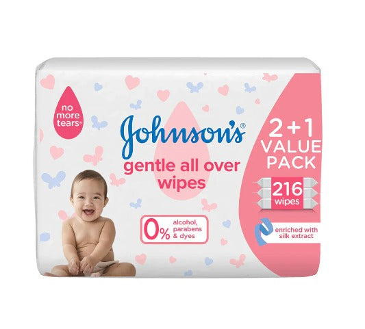 Johnson's Baby Wipes Gentle All Over Bundle - 216 Wipes