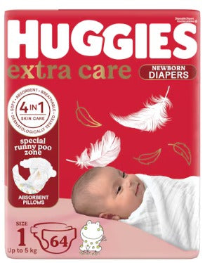 Huggies Size 1 (Up To 5kg) - 64 Pieces