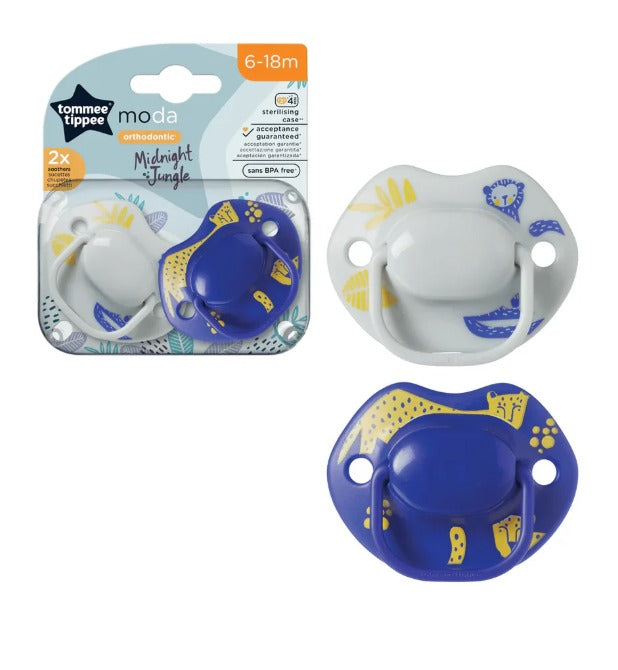Tommee Tippee Moda Midnight Jungle Orthodontic Soother x 2pcs (6-18 Months)