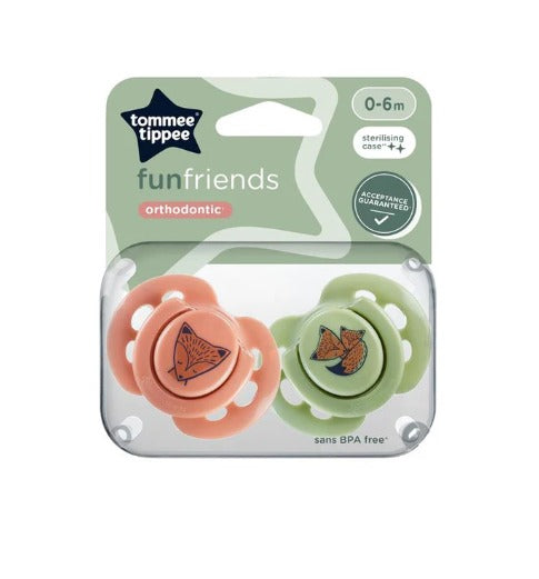 Tommee Tippee Fun Friends Orthodontic Soother x 2pcs (0-6 Months)