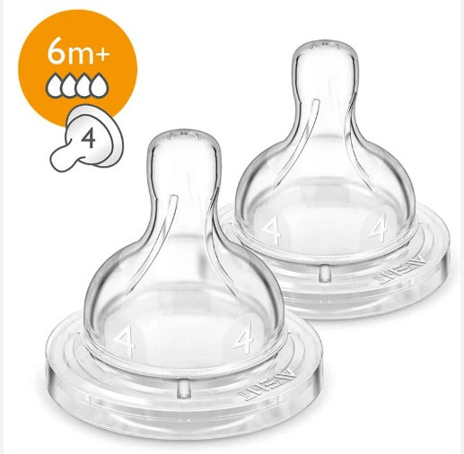Avent  2 Classic+ Teats Fast Flow 4 Holes - 6M+