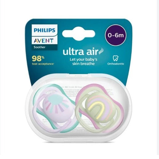 Avent 2 Ultra Air Soothers Rainbow 0-6 M