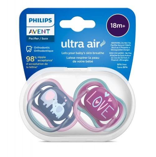 Buy purple Avent 2 Ultra Air Soothers 18M+