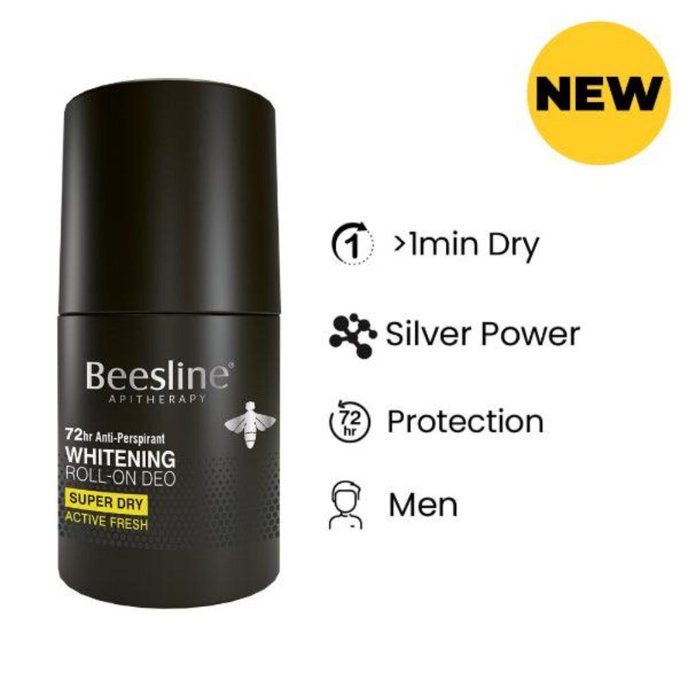 Beesline Whitening Roll-On Deodorant Super Dry, Silver Power - Active Fresh