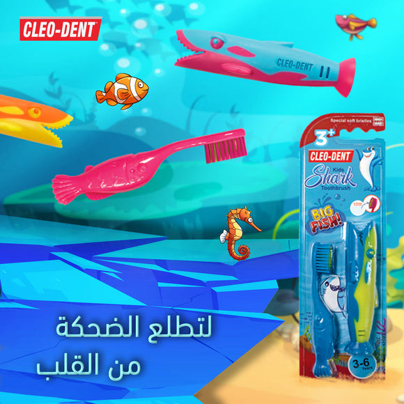 Cleo-Dent Kids Shark Toothbrush 3-6 Years - Blue