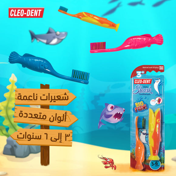 Cleo-Dent Kids Shark Toothbrush 3-6 Years - Blue & Pink