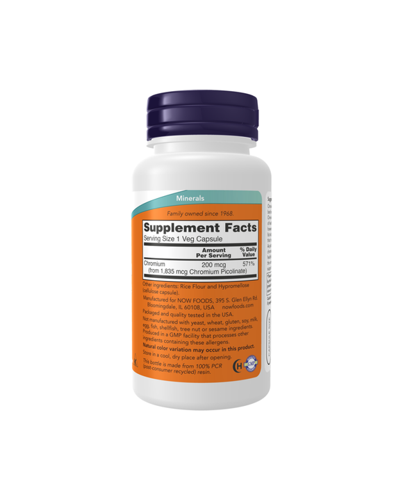 NOW Chromium Picolinate 200 mcg - 100 Capsules