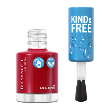 Rimmel Kind & Free Clean Nail Polish - Breathable Top Coat - 8 ml 156 Poppy Pop Red
