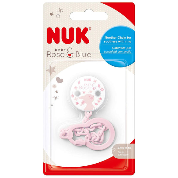 Nuk Baby Rose Blue Pacififer Chain Clip With Ring