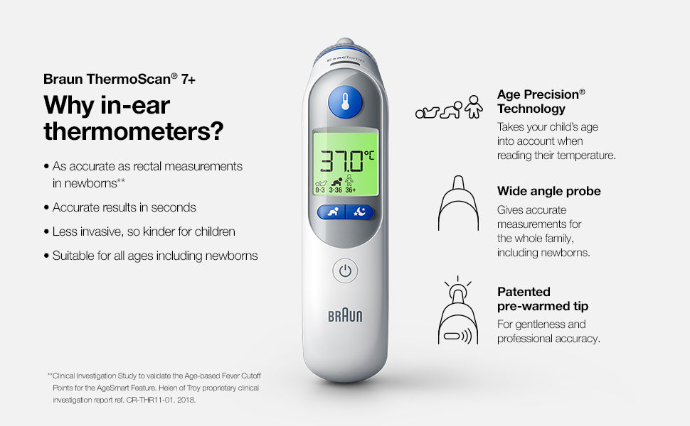 Braun IRT6525 ThermoScan 7+ Ear Thermometer with Night mode
