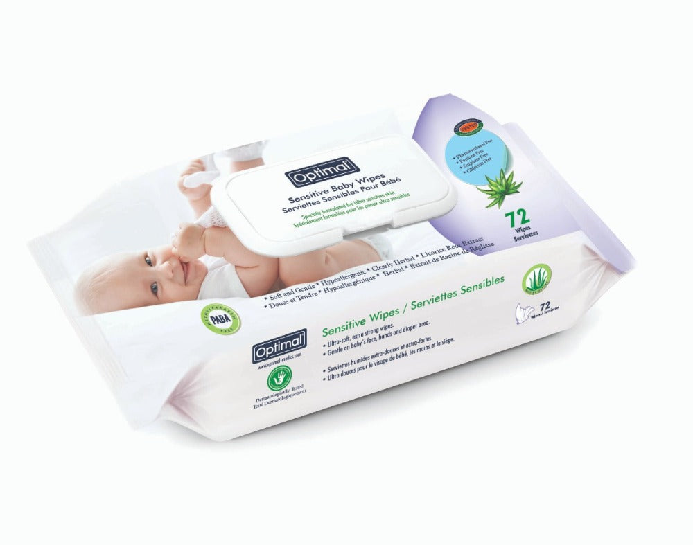Optimal Clearly Herbal Sensitive Skin Baby Wipes With Plastic Lid