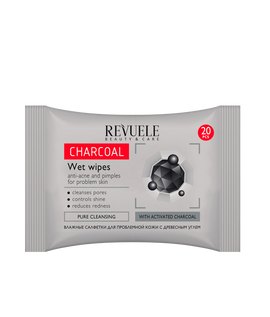 REVUELE CHARCOAL Wet Wipes with Activated Charcoal